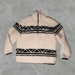Zara White Quarter Zip Sweater (XL)